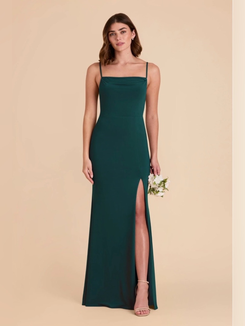 Birdy Grey Ash‎ Cowl Neck Dress Luxe Knit Emerald Bridesmaid Elegant Polished